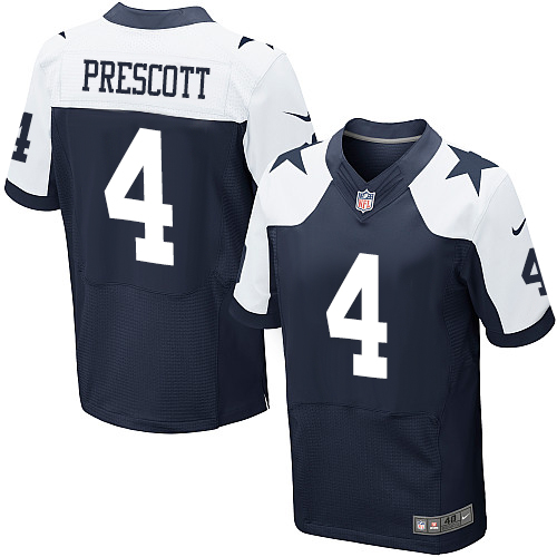 Men's Elite Dak Prescott Nike Jersey Navy Blue Alternate - #4 Throwback NFL Dallas Cowboys